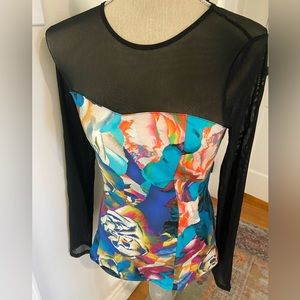 BOSTON PROPER Floral Illusion Top. Size 6